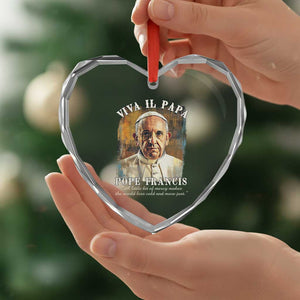 Viva il Papa Pope Francis Heart Crystal Glass Ornament Papa Memorial Tribute TS02 Print Your Wear