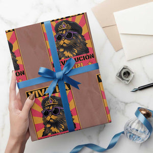 Viva La Revolucion Carl Wrapping Paper Roll Funny Cat Princess Meme TS11 Mocha Print Your Wear