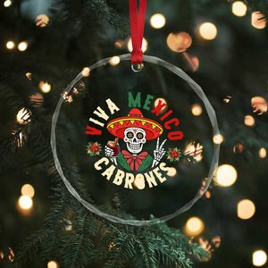 Viva Mexico Cabrones Crystal Glass Ornament Mexican Skull Christmas TS14 Print Your Wear