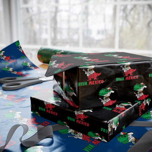Viva Mexico Wrapping Paper Roll Funny Mexican Dance Dinosaur Hispanic Heritage TS02 Black Print Your Wear