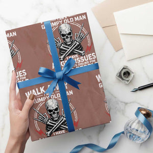 Walk Away I Am A Grumpy Old Man I Have Anger Issues Wrapping Paper Roll Funny Senior Citizen TS11 Mocha Print Your Wear
