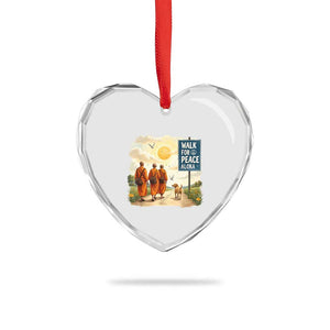 Walk For Peace Aloka the Dog and Monks Heart Crystal Glass Ornament TS02 Print Your Wear