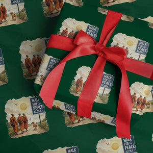 Walk For Peace Aloka the Dog and Monks Wrapping Paper Roll TS02 Green Print Your Wear