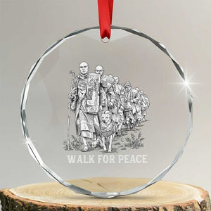 Walk for Peace Walking Monks and Aloka the Dog Crystal Glass Ornament Buddhist Mindfulness Spiritual Religious Faith TS02 Transparent Glass 3'' Circle Print Your Wear