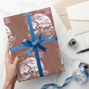 Washington DC Cherry Blossoms Monuments Memorials Japanese Style Wrapping Paper Roll TS11 Mocha Print Your Wear