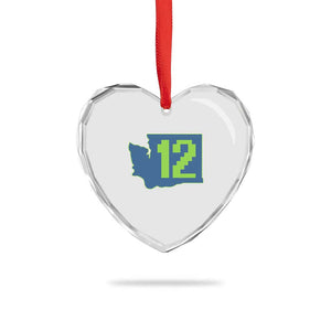 Washington State Map Number 12 Heart Crystal Glass Ornament Pacific Northwest Sports Fan