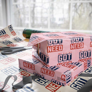 We All We Got We All We Need Motivational Wrapping Paper Roll Minimalist Bold Sports Style TS02 Light Pink Print Your Wear