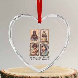 We Are The Legacy Of Strong Women Heart Crystal Glass Ornament Black History Month Gift TS12 Transparent Glass 3'' Heart Print Your Wear