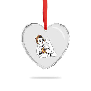 We Can Do It Game Day Heart Crystal Glass Ornament Rosie The Riveter Strong Woman Football Fan