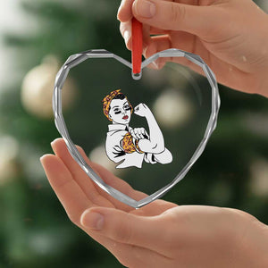 We Can Do It Game Day Heart Crystal Glass Ornament Rosie The Riveter Strong Woman Football Fan