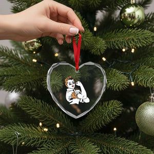 We Can Do It Game Day Heart Crystal Glass Ornament Rosie The Riveter Strong Woman Football Fan
