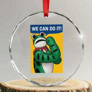 We Can Do It Rosie Frog Crystal Glass Ornament Resist Protest Parody Feminist Retro Poster TS02 Transparent Glass 3'' Circle Print Your Wear