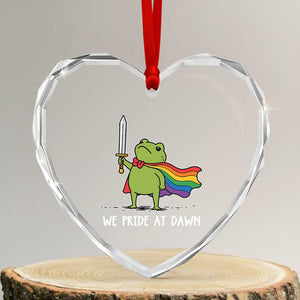 We Pride At Dawn Heart Crystal Glass Ornament Funny LGBT Frog Rainbow Pride Month TS11 Transparent Glass 3'' Heart Print Your Wear
