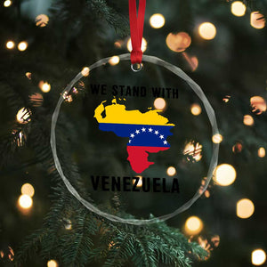 We Stand With Venezuela Crystal Glass Ornament Venezuelan Flag Unity Graphic TS02 Print Your Wear