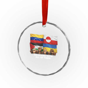 We Stand With Venezuela Greenland Ukraine Palestine Crystal Glass Ornament Solidarity Fists Flags Global Support TS02 Print Your Wear