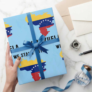 We Stand With Venezuela Wrapping Paper Roll Venezuelan Flag Unity Graphic TS02 Light Blue Print Your Wear