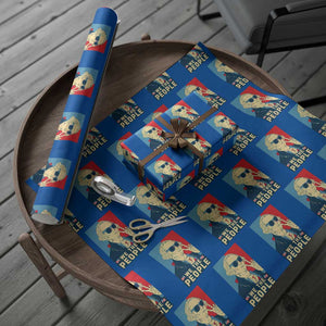 We the People Retro George Washington Wrapping Paper Roll Patriotic American Founding Fathers Peace Sign TS02 Blue Print Your Wear