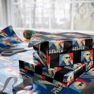 We the People Retro George Washington Wrapping Paper Roll Patriotic American Founding Fathers Peace Sign TS02 Black Print Your Wear