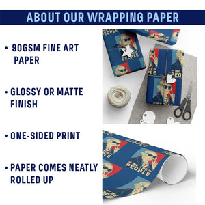 We the People Retro George Washington Wrapping Paper Roll Patriotic American Founding Fathers Peace Sign TS02 Print Your Wear