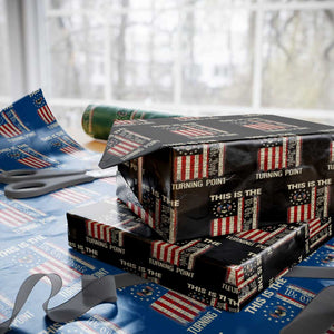 We the People Turning Point Wrapping Paper Roll Vintage American Flag and Freedom Patriotic Eagle TS02 Black Print Your Wear