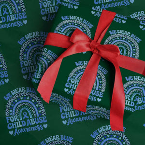We Wear Blue Child Abuse Prevention Wrapping Paper Roll TS10 Green Print Your Wear