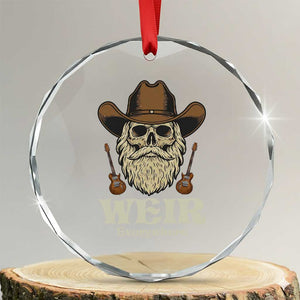 Weir Everywhere Western Skull Guitarist Crystal Glass Ornament Legendary Musician Memorial Retro Tribute for Fans TS02 Transparent Glass 3'' Circle Print Your Wear