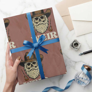 Weir Everywhere Western Skull Guitarist Wrapping Paper Roll Legendary Musician Memorial Retro Tribute for Fans TS02 Mocha Print Your Wear