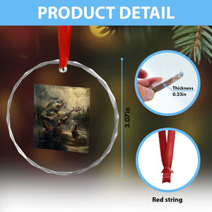 Weird Bass Fish Playing Bass Guitar Crystal Glass Ornament Funny Cursed Meme TS14 Print Your Wear
