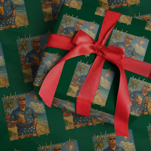 Welcome To Americas Gulf Wrapping Paper Roll Funny Trump Americana Retro Summer Vibe TS02 Green Print Your Wear