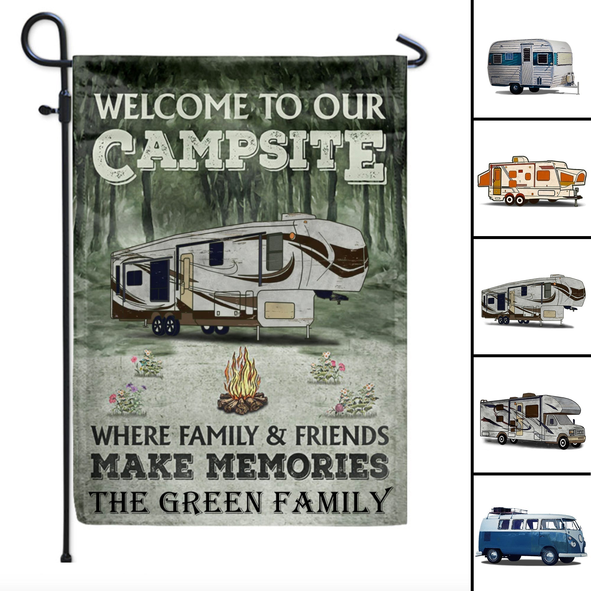 Personalized Camping Welcome To Our Campsite Flag Camping Sign CTM One Size Custom - Printyourwear