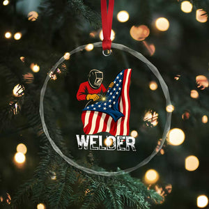 Welder Patriotic American Flag Crystal Glass Ornament TS14 Print Your Wear