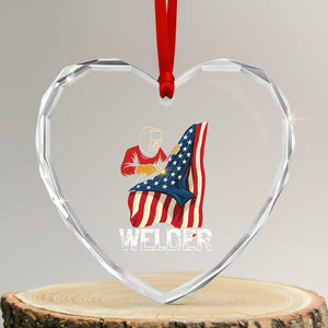 Welder Patriotic American Flag Heart Crystal Glass Ornament TS14 Transparent Glass 3'' Heart Print Your Wear