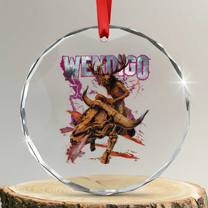 Wendigo Crystal Glass Ornament Riding Skeleton Cryptid Occult Dark Fantasy TS10 Transparent Glass 3'' Circle Print Your Wear