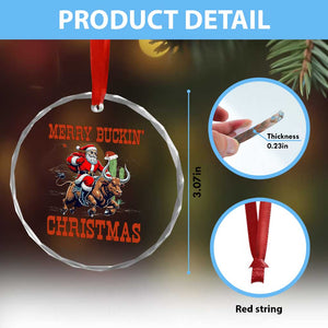 Western Black Santa Merry Buckin Christmas Crystal Glass Ornament Funny Rodeo TS12 Print Your Wear