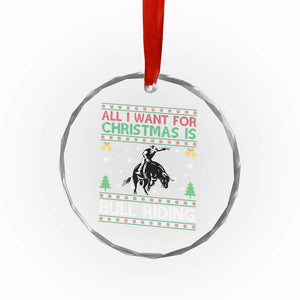 Western Bull Riding All I Want For Christmas Ugly Sweater Gift Crystal Glass Ornament TS12 Print Your Wear