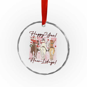 Western Christmas Horse Rider Crystal Glass Ornament Happy Yee Haw Lidays TS12 Print Your Wear