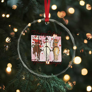 Western Christmas Horse Rider Crystal Glass Ornament Happy Yee Haw Lidays TS12 Print Your Wear
