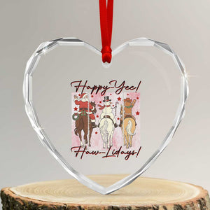 Western Christmas Horse Rider Heart Crystal Glass Ornament Happy Yee Haw Lidays TS12 Transparent Glass 3'' Heart Print Your Wear