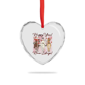 Western Christmas Horse Rider Heart Crystal Glass Ornament Happy Yee Haw Lidays TS12 Print Your Wear