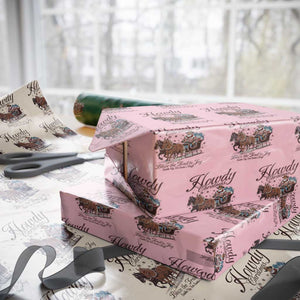 Western Christmas Wrapping Paper Roll Howdy Christmas Blaze The Trail To Joy Cowboy Santa TS11 Light Pink Print Your Wear