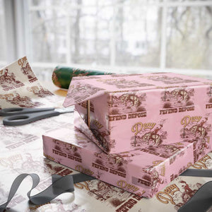 Western Cowboy Wrapping Paper Roll Deny Defend Depose TS02 Light Pink Print Your Wear