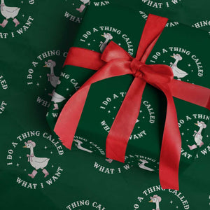 Western Cowgirl Silly Goose Meme Wrapping Paper Roll I Do A Thing Called What I Want TS14 Green Print Your Wear