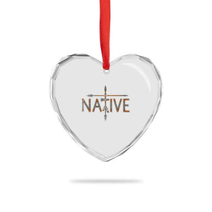 Western Style Tribal Feather Heart Crystal Glass Ornament Vintage Boho Graphic