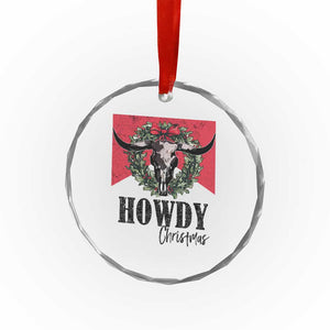 Western Xmas Crystal Glass Ornament Howdy Christmas Cow Skull Xmas Wreath TS11 Print Your Wear