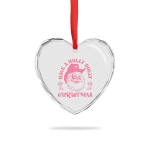 Western Xmas Heart Crystal Glass Ornament Have A Holly Dolly Cowboy Santa TS11 Print Your Wear