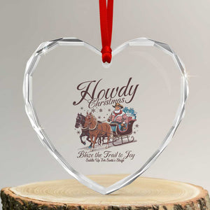 Western Xmas Heart Crystal Glass Ornament Howdy Christmas Blaze The Trail To Joy Cowboy Santa TS11 Transparent Glass 3'' Heart Print Your Wear