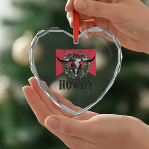 Western Xmas Heart Crystal Glass Ornament Howdy Christmas Cow Skull Xmas Wreath TS11 Print Your Wear