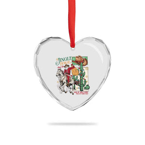 Western Xmas Heart Crystal Glass Ornament Jingle Horse Pick Up Your Feet Cowboy Santa Rider TS09 Print Your Wear
