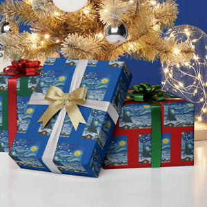 Whale Christmas Wrapping Paper Roll Stary Night Van Gogh Christmas TS14 Print Your Wear