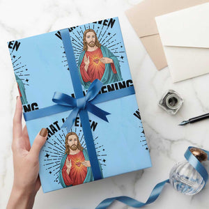 What Is Even Happening Wrapping Paper Roll Funny Christian TS14 Light Blue Print Your Wear